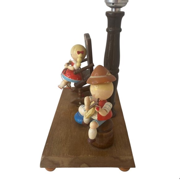 Vintage Nursery Plastics Wooden Figurine Table Lamp Kids Cat Musical Animated - Picture 8 of 11